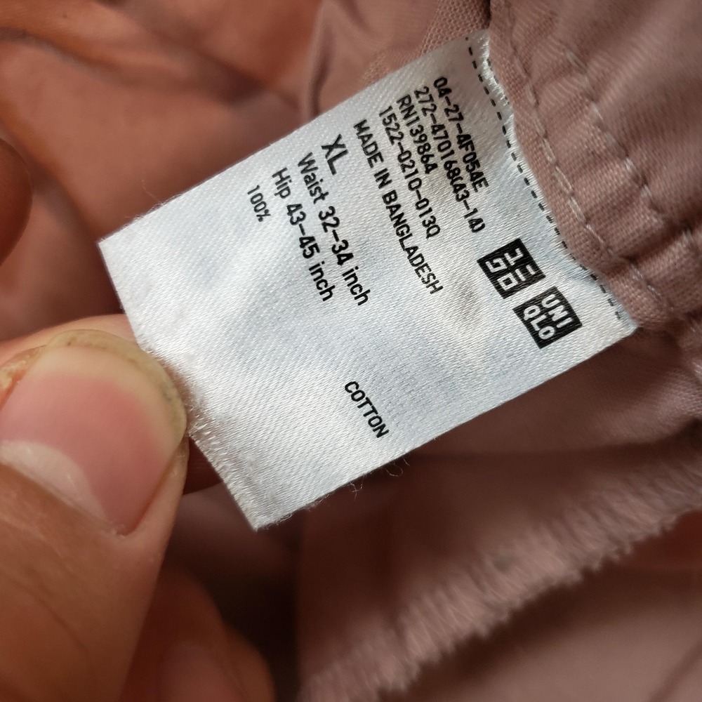 Uniqlo Pants Womens XL Beige Drawstring Elastic Waist Cotton Chino Straight Leg - Picture 3 of 7